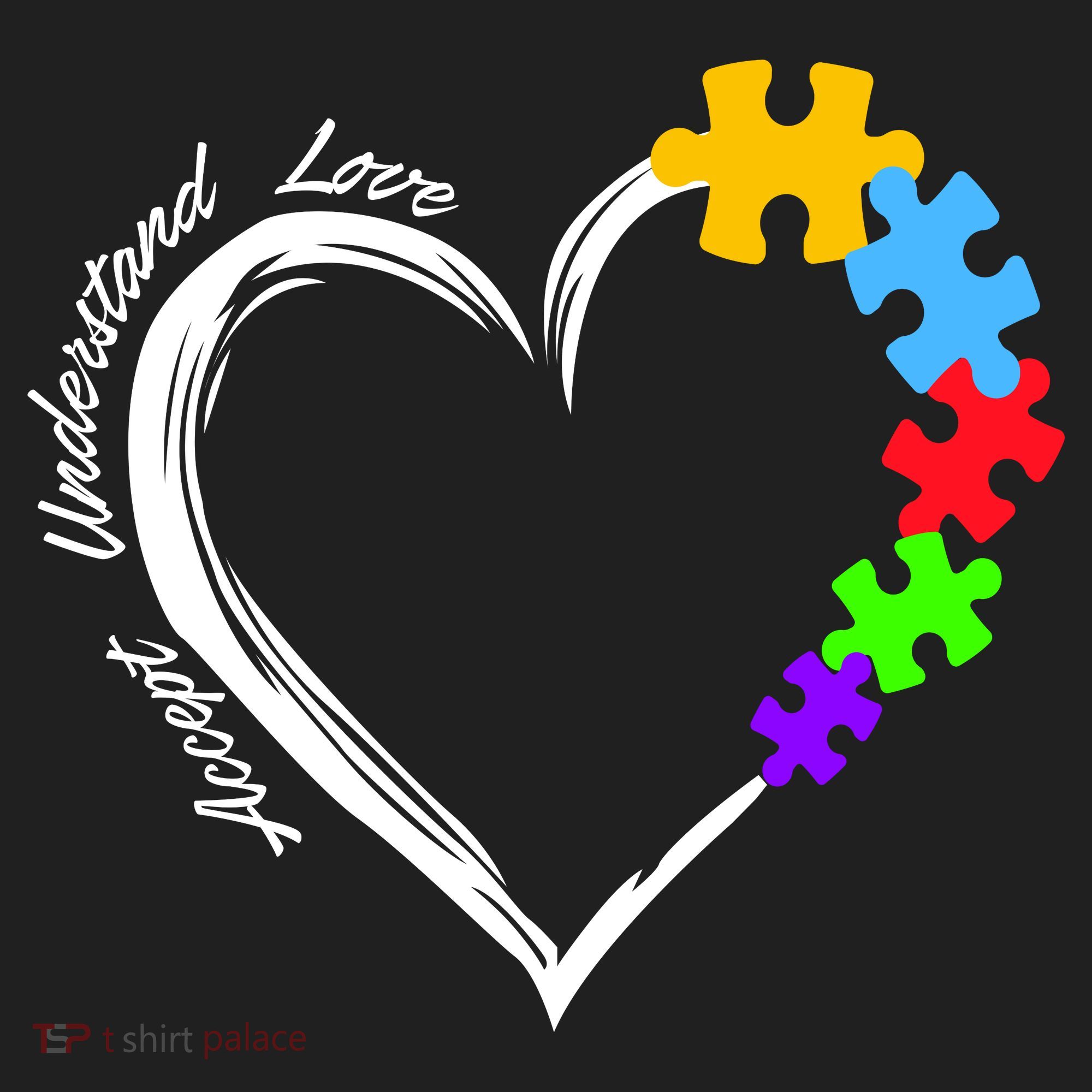 Accept Understand Love Autism Awareness Puzzle Heart Beanie