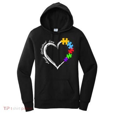Accept Understand Love Autism Awareness Puzzle Heart Women's Hoodie
