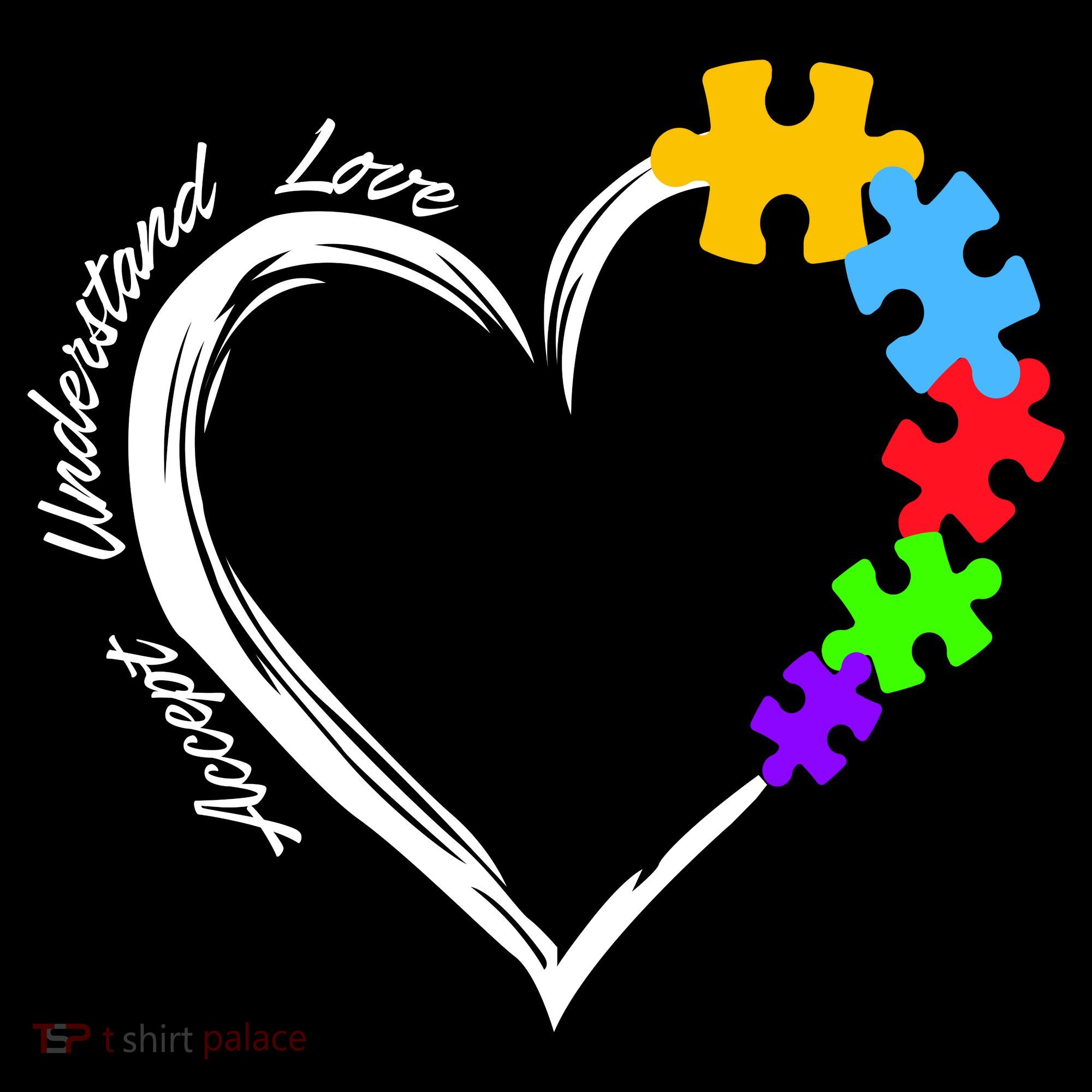 Accept Understand Love Autism Awareness Puzzle Heart Women's Hoodie