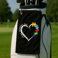 Accept Understand Love Autism Awareness Puzzle Heart Golf Towel thumb 2
