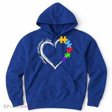 Accept Understand Love Autism Awareness Puzzle Heart Hoodie
