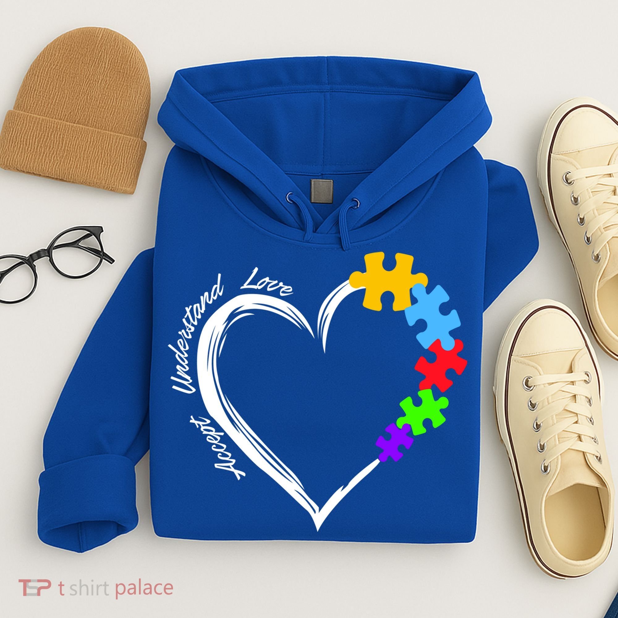 Accept Understand Love Autism Awareness Puzzle Heart Hoodie