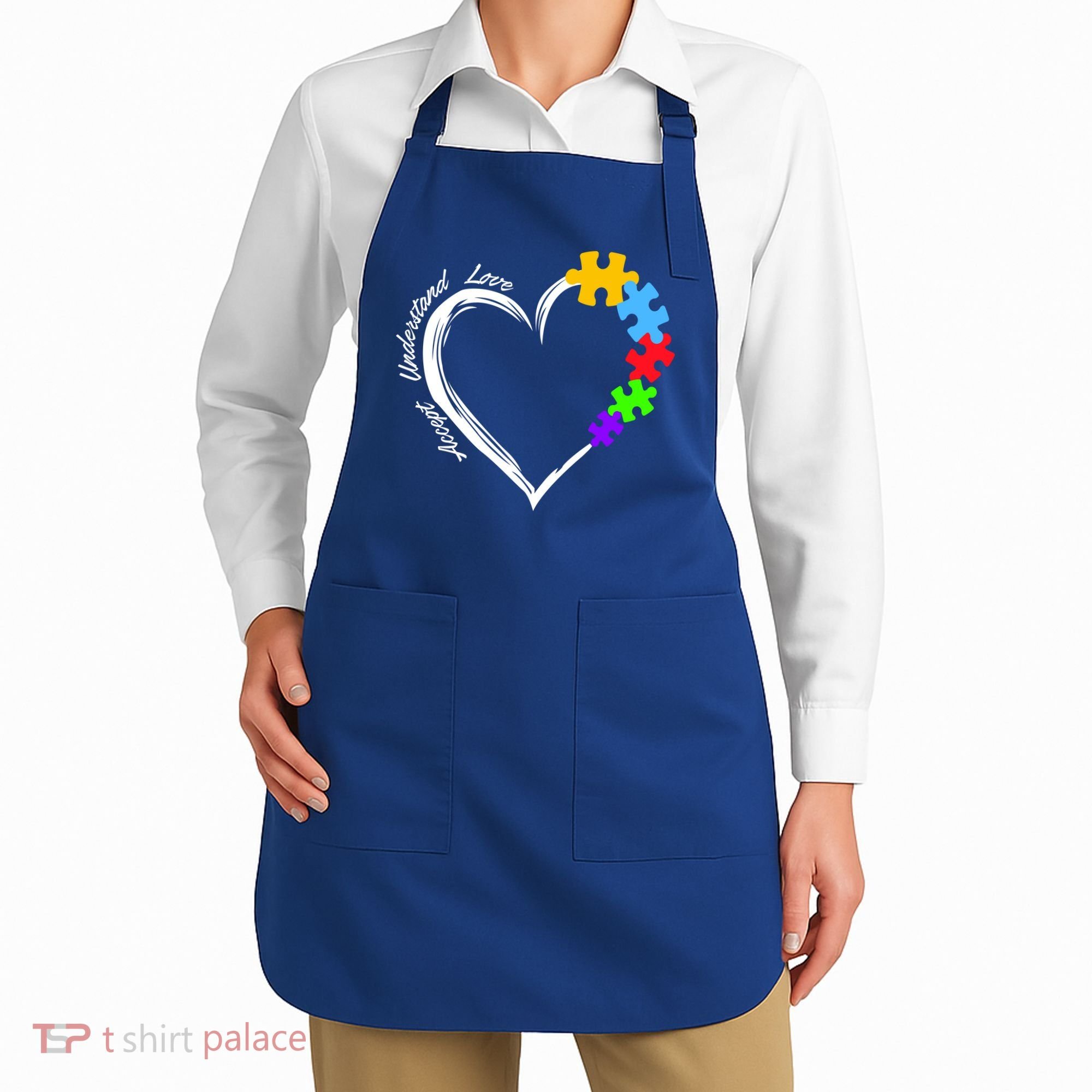 Accept Understand Love Autism Awareness Puzzle Heart Apron