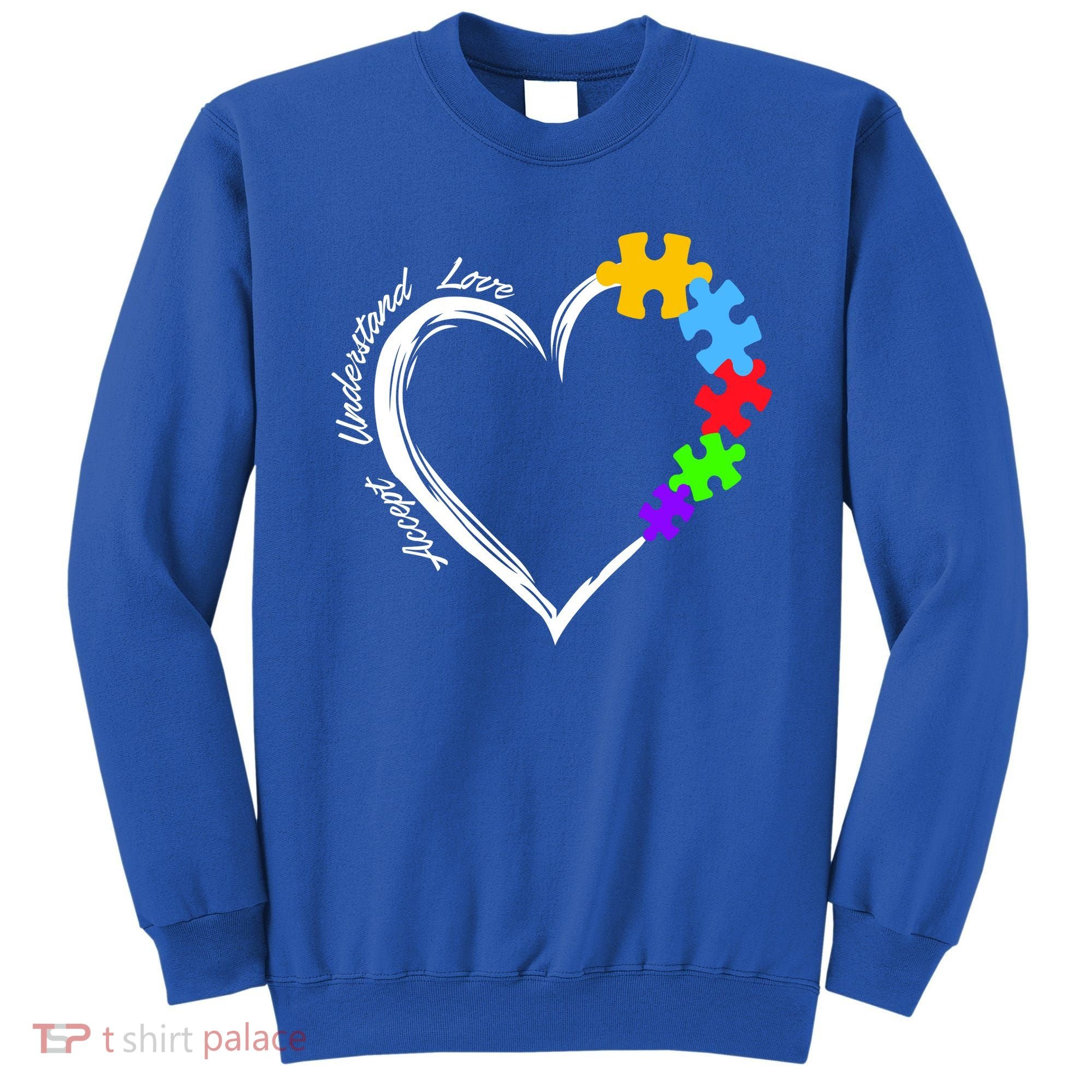 Accept Understand Love Autism Awareness Puzzle Heart Sweatshirt