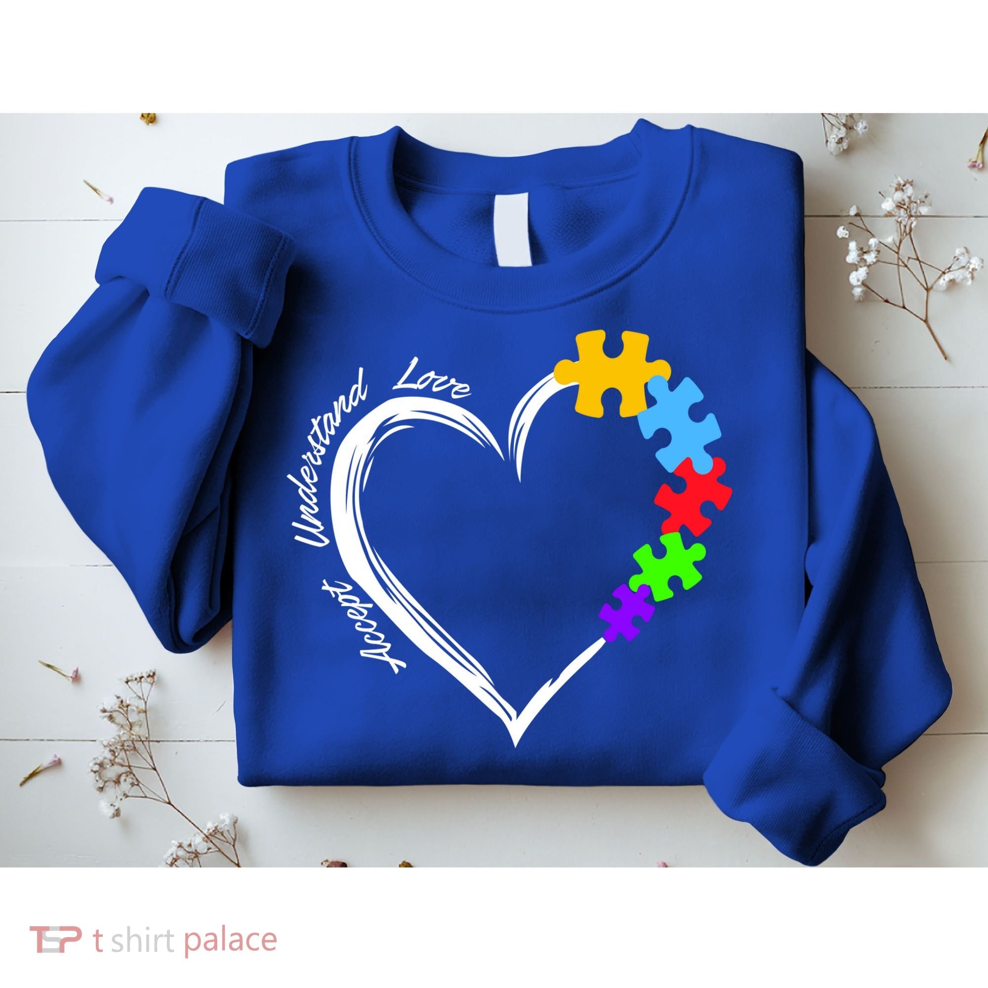 Accept Understand Love Autism Awareness Puzzle Heart Sweatshirt