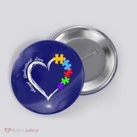 Accept Understand Love Autism Awareness Puzzle Heart Button thumb 0