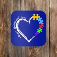 Accept Understand Love Autism Awareness Puzzle Heart Coaster thumb 0