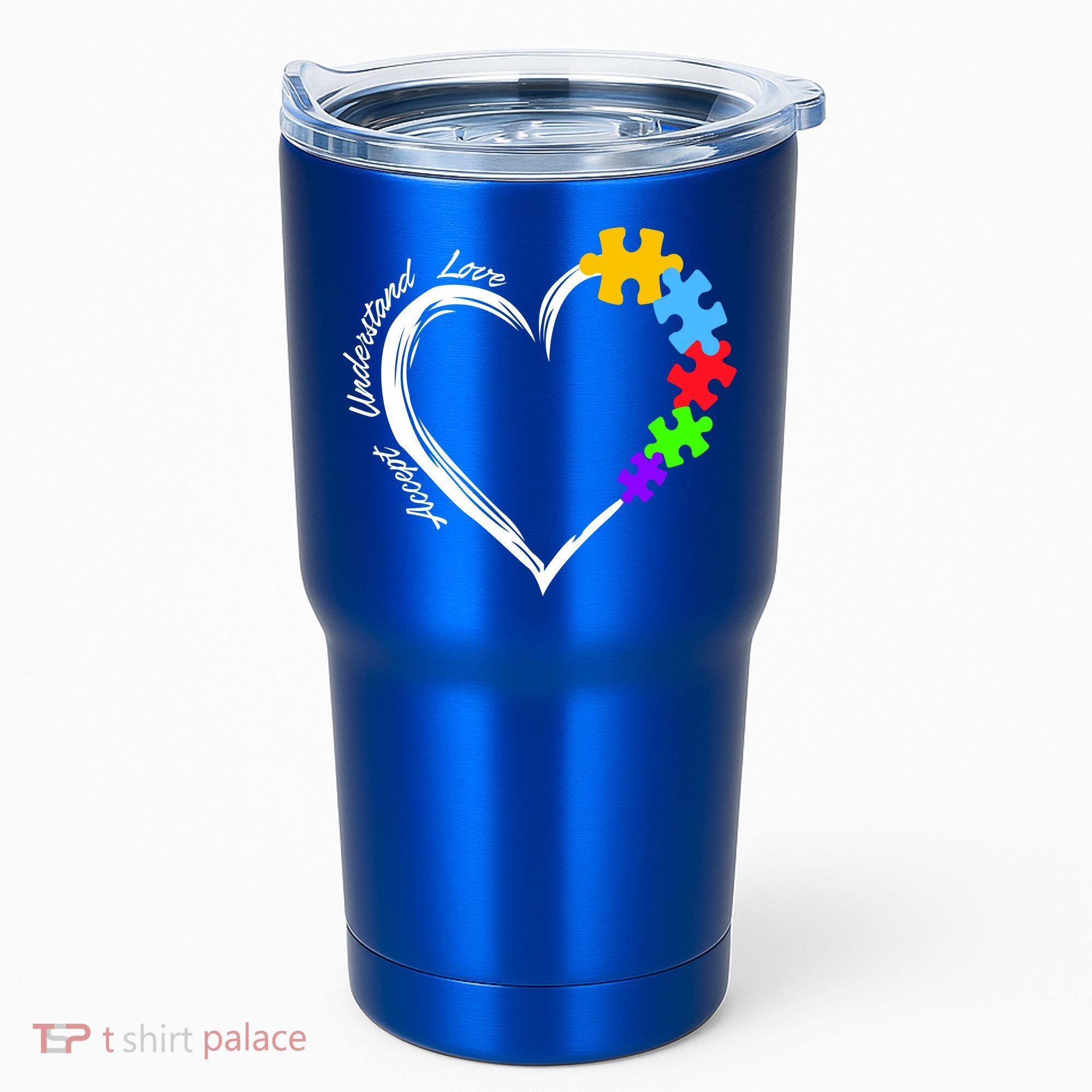 Accept Understand Love Autism Awareness Puzzle Heart Tumbler