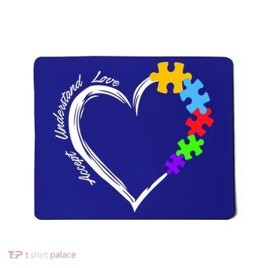 Accept Understand Love Autism Awareness Puzzle Heart Mousepad