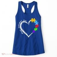 Accept Understand Love Autism Awareness Puzzle Heart Women's Tank Top thumb 0