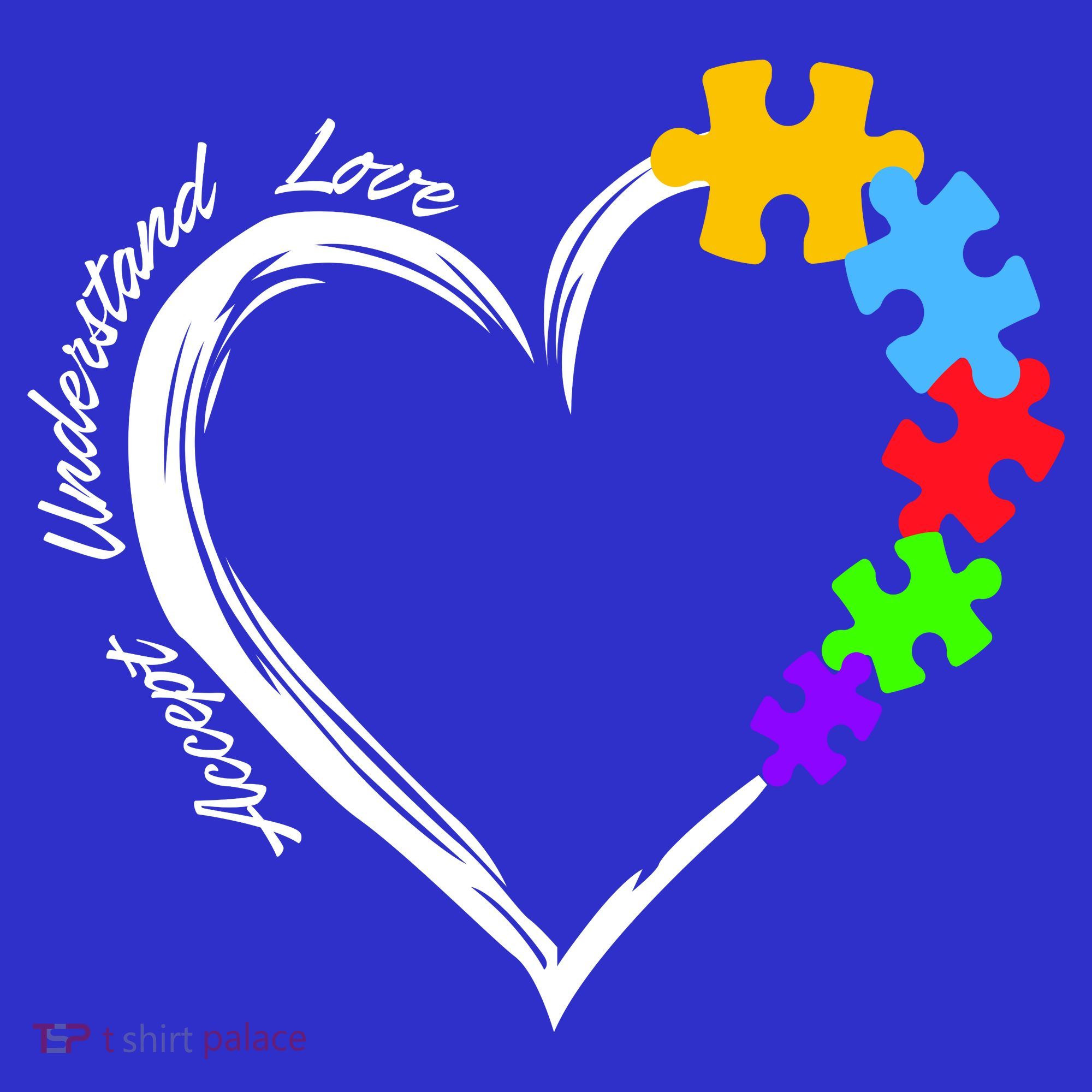 Accept Understand Love Autism Awareness Puzzle Heart Baby Bodysuit