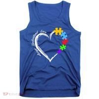 Accept Understand Love Autism Awareness Puzzle Heart Tank Top thumb 0