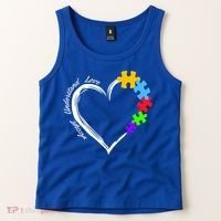 Accept Understand Love Autism Awareness Puzzle Heart Tank Top thumb 2