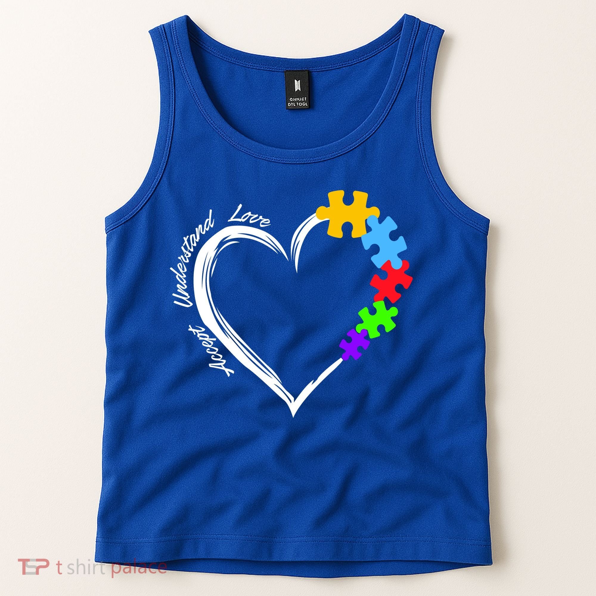 Accept Understand Love Autism Awareness Puzzle Heart Tank Top