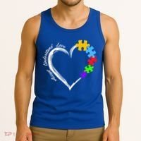 Accept Understand Love Autism Awareness Puzzle Heart Tank Top thumb 3