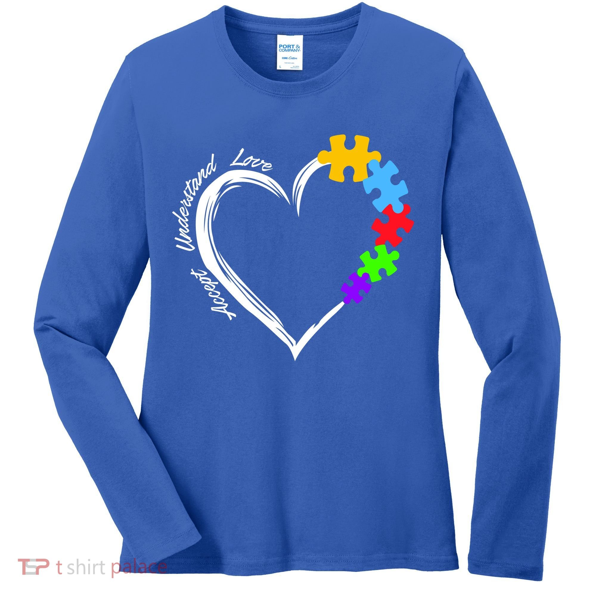 Accept Understand Love Autism Awareness Puzzle Heart Women's Long Sleeve Shirt