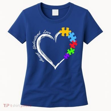 Accept Understand Love Autism Awareness Puzzle Heart Women's T-Shirt