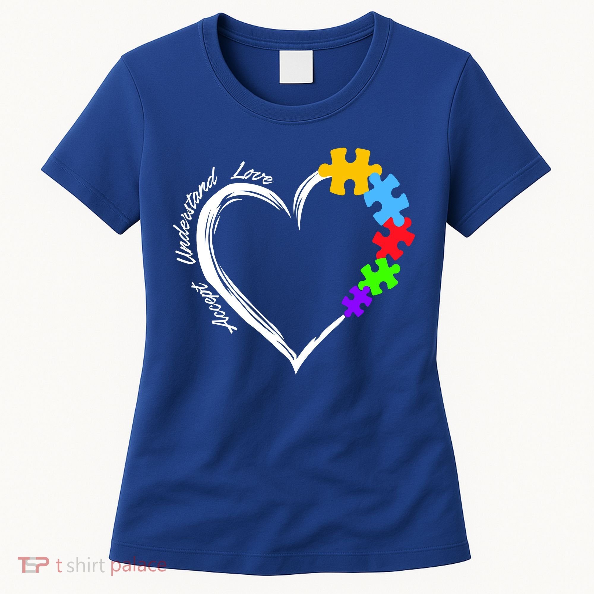 Accept Understand Love Autism Awareness Puzzle Heart Women's T-Shirt