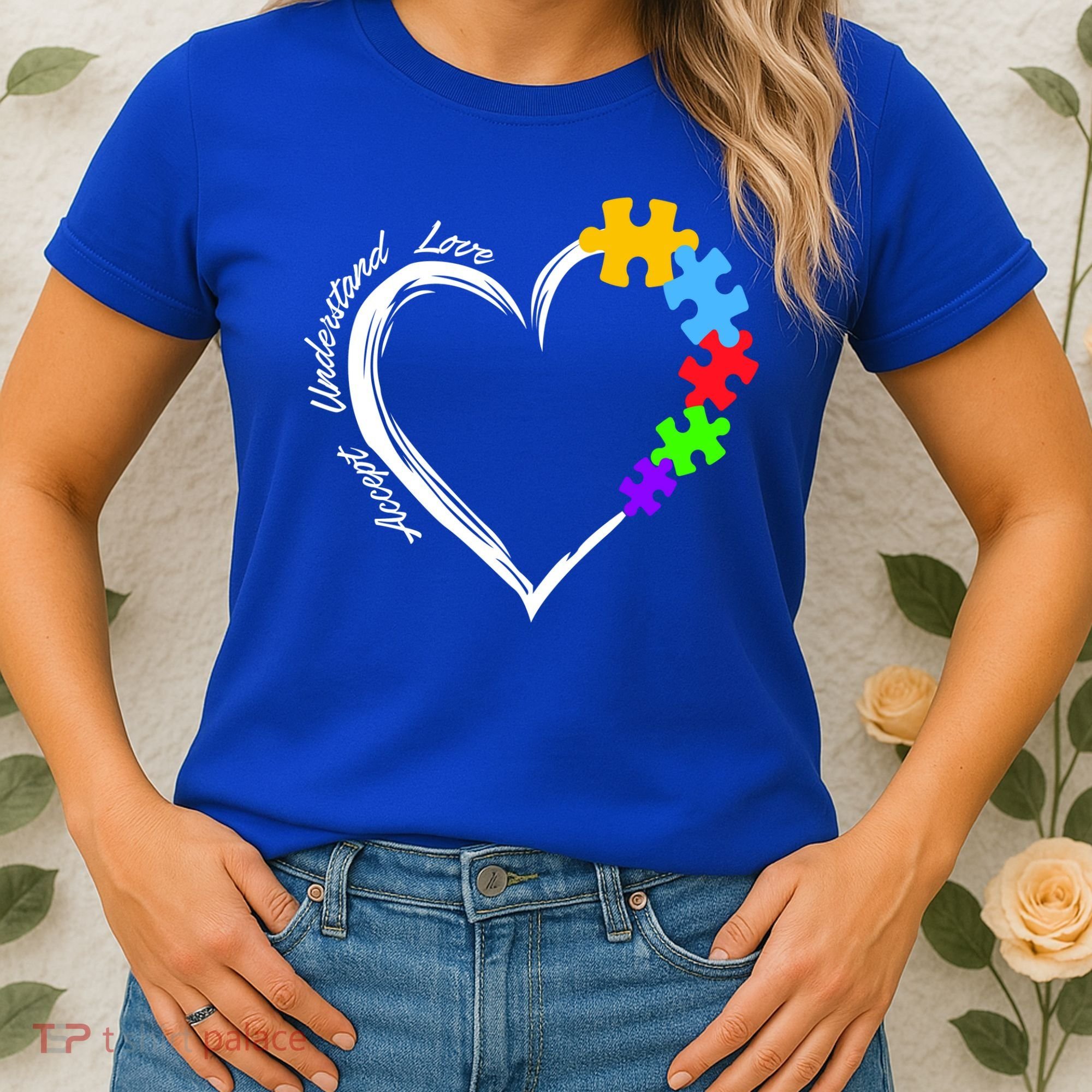 Accept Understand Love Autism Awareness Puzzle Heart Women's T-Shirt