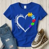 Accept Understand Love Autism Awareness Puzzle Heart Women's T-Shirt thumb 3