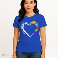Accept Understand Love Autism Awareness Puzzle Heart Women's T-Shirt thumb 4