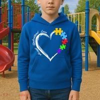 Accept Understand Love Autism Awareness Puzzle Heart Kids Hoodie thumb 2