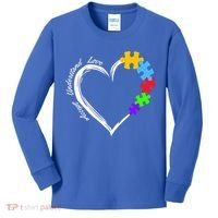 Accept Understand Love Autism Awareness Puzzle Heart Kids Long Sleeve Shirt thumb 0