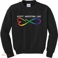 Accept Understand Love Neurodiversity Infinity Autism Kids Sweatshirt thumb 0