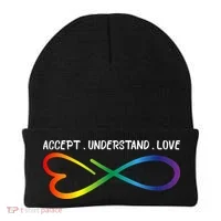 Accept Understand Love Neurodiversity Infinity Autism Beanie thumb 0
