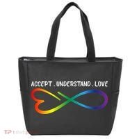 Accept Understand Love Neurodiversity Infinity Autism Tote Bag thumb 0