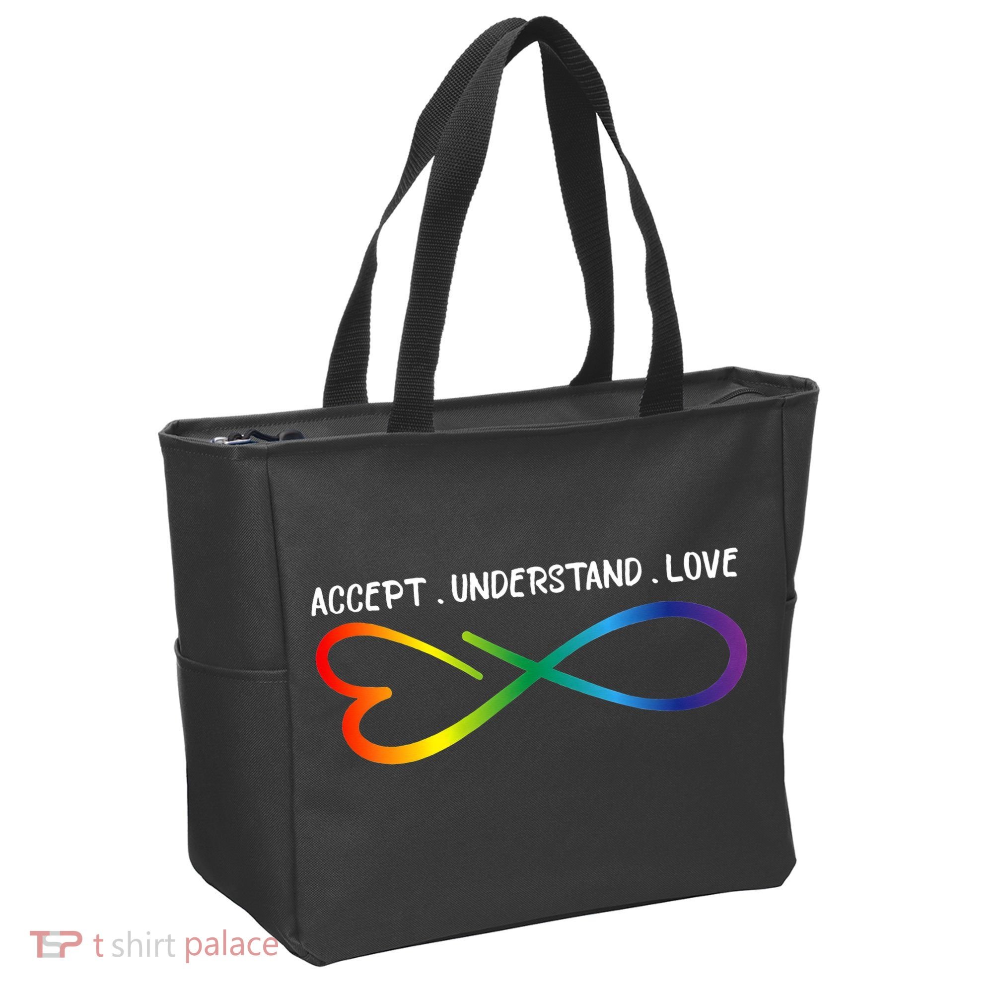 Accept Understand Love Neurodiversity Infinity Autism Tote Bag