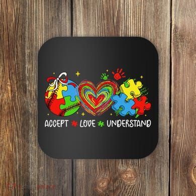 Accept Understand Love Baseball Autism Coquette Teacher Coaster