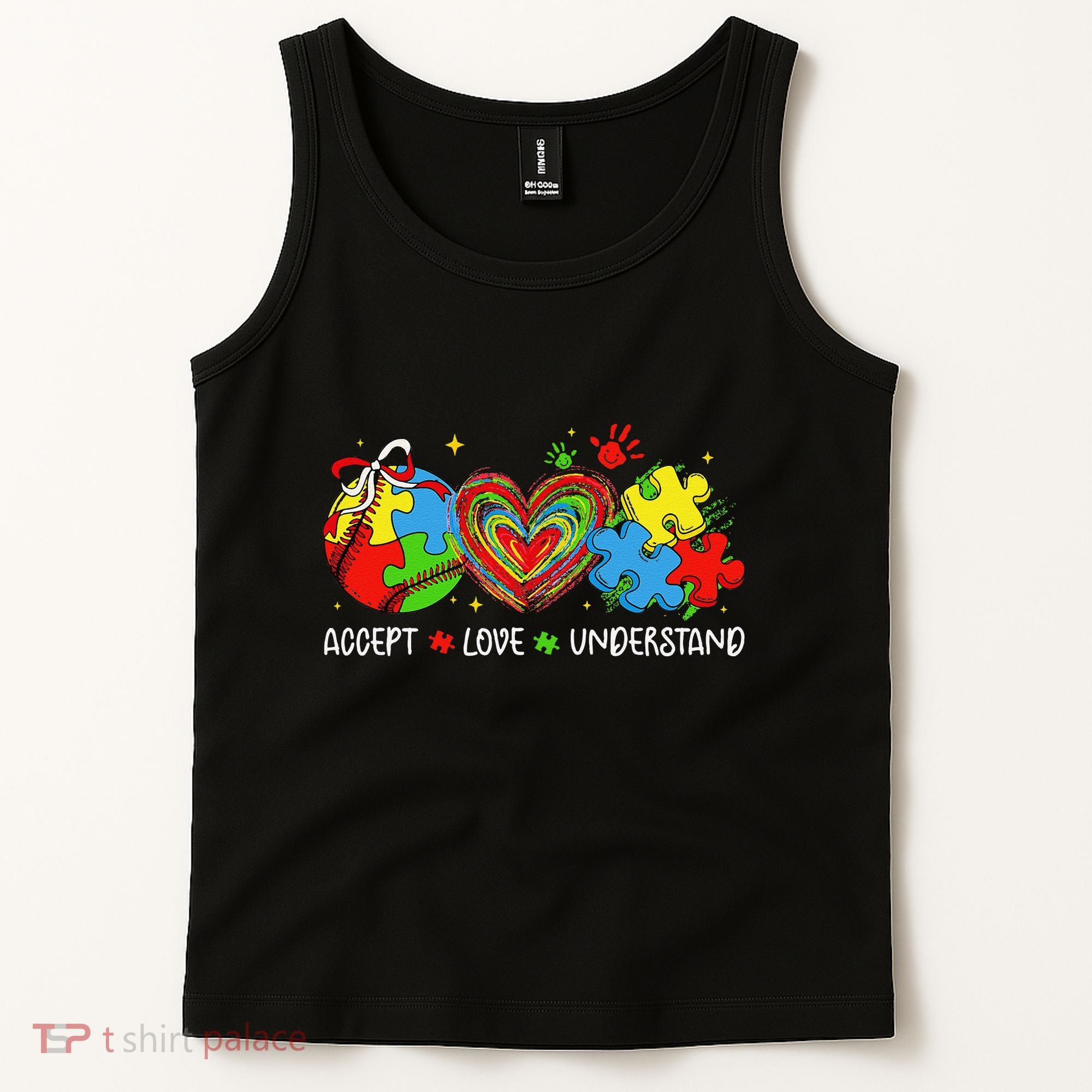 Accept Understand Love Baseball Autism Coquette Teacher Tank Top