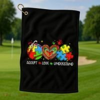 Accept Understand Love Baseball Autism Coquette Teacher Golf Towel thumb 1