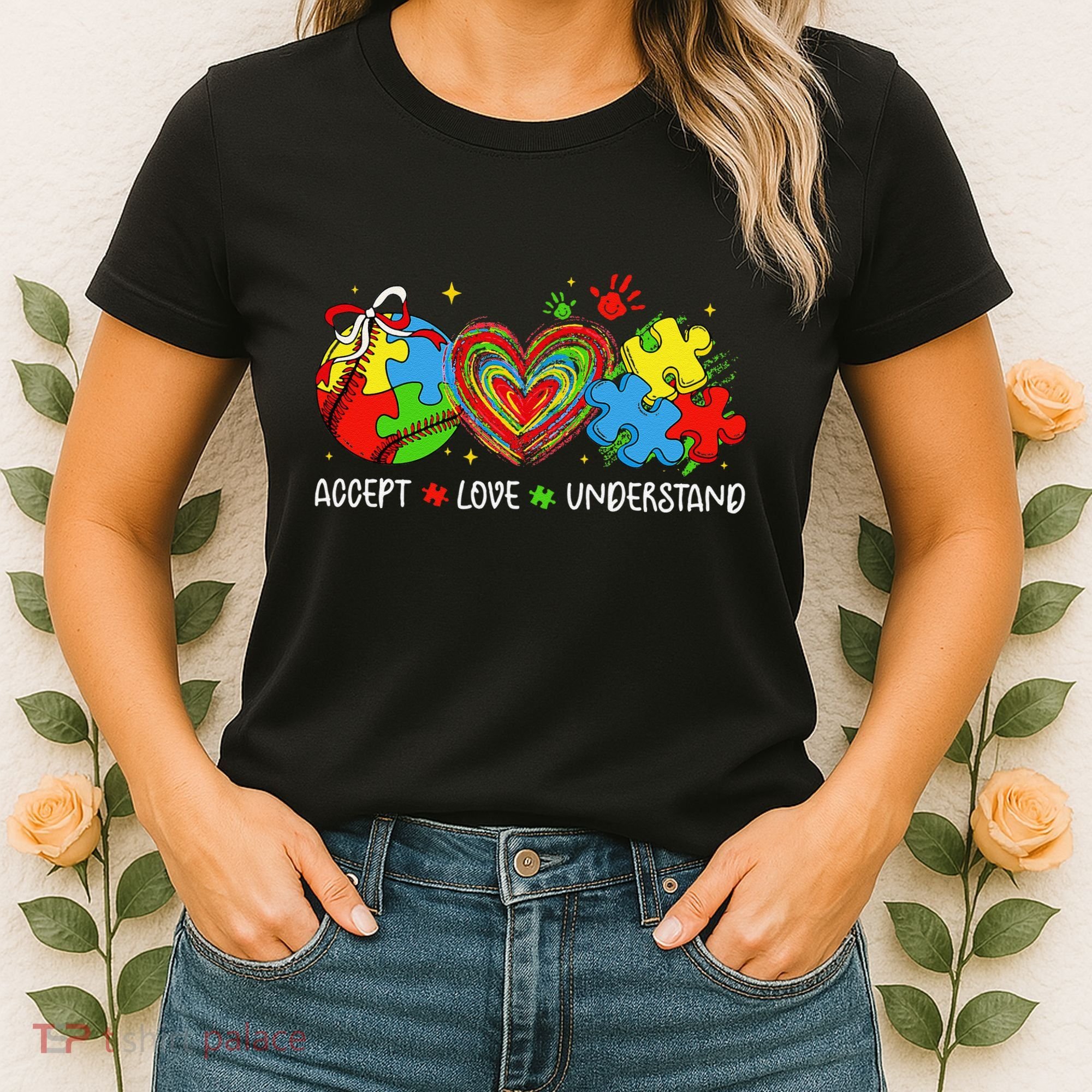 Accept Understand Love Baseball Autism Coquette Teacher Women's T-Shirt