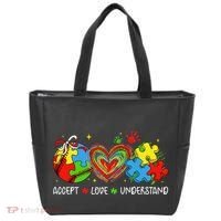 Accept Understand Love Baseball Autism Coquette Teacher Tote Bag thumb 0