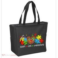 Accept Understand Love Baseball Autism Coquette Teacher Tote Bag thumb 2