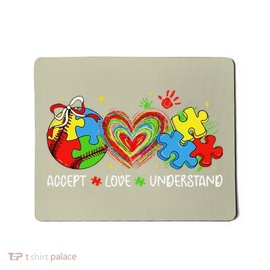 Accept Understand Love Baseball Autism Coquette Teacher Mousepad