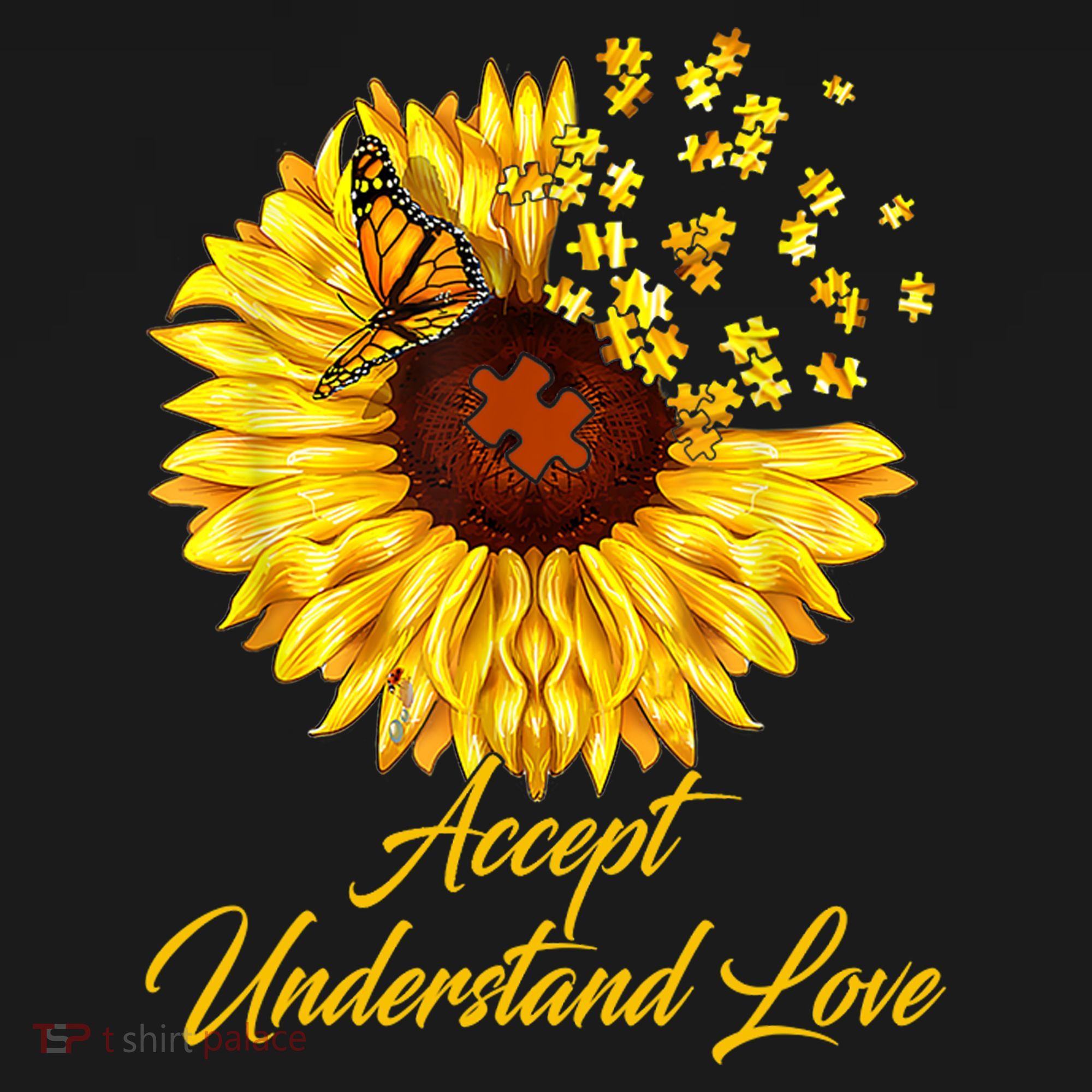 Accept Understand Love Sunflower Autism Doggie Tank