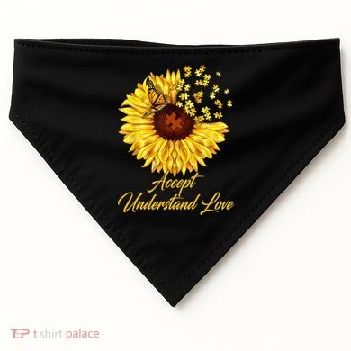 Accept Understand Love Sunflower Autism USA-Made Doggie Bandana
