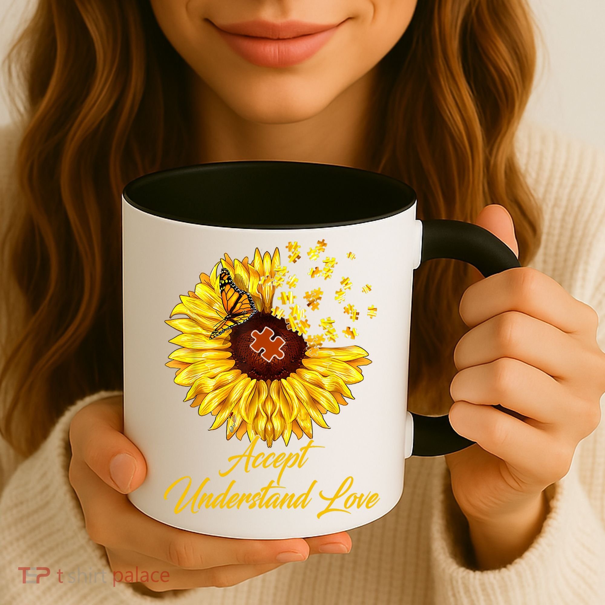 Accept Understand Love Sunflower Autism Coffee Mug