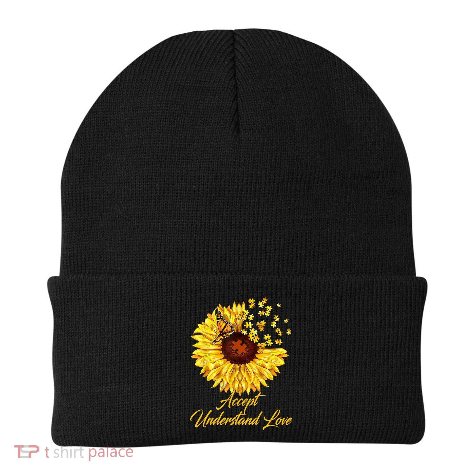 Accept Understand Love Sunflower Autism Beanie