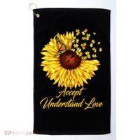 Accept Understand Love Sunflower Autism Golf Towel thumb 0