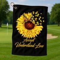 Accept Understand Love Sunflower Autism Golf Towel thumb 1