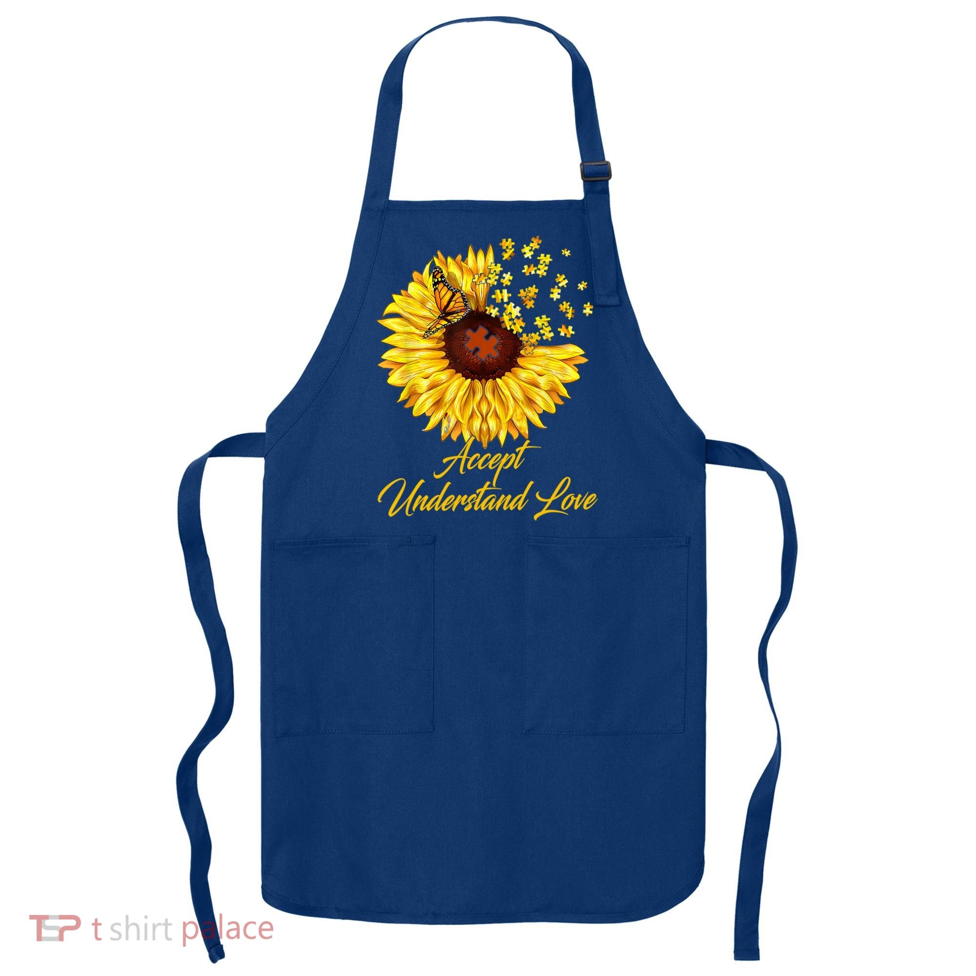 Accept Understand Love Sunflower Autism Apron