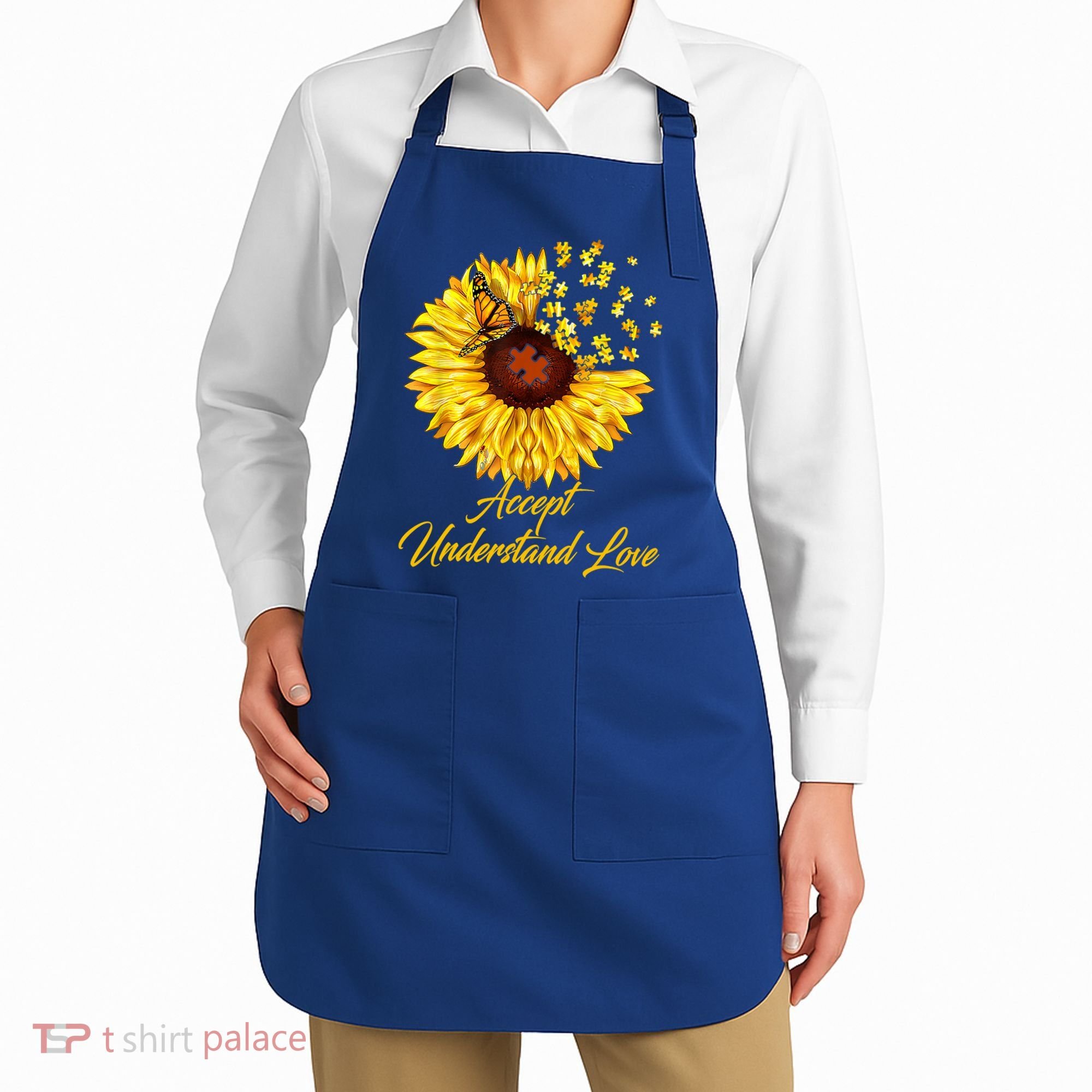 Accept Understand Love Sunflower Autism Apron