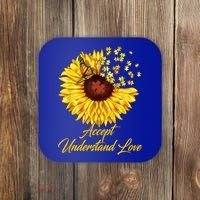Accept Understand Love Sunflower Autism Coaster thumb 0