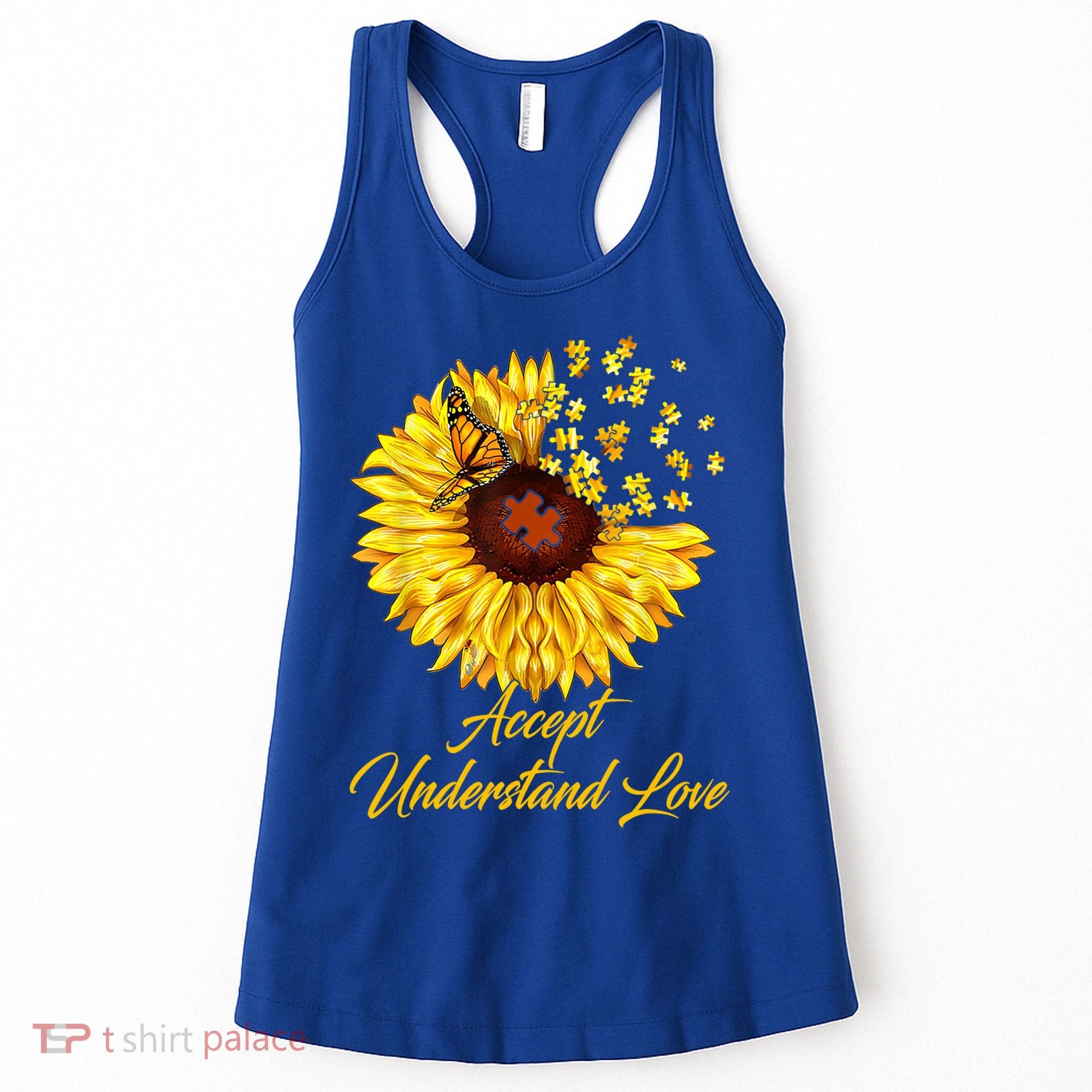 Accept Understand Love Sunflower Autism Women's Tank Top