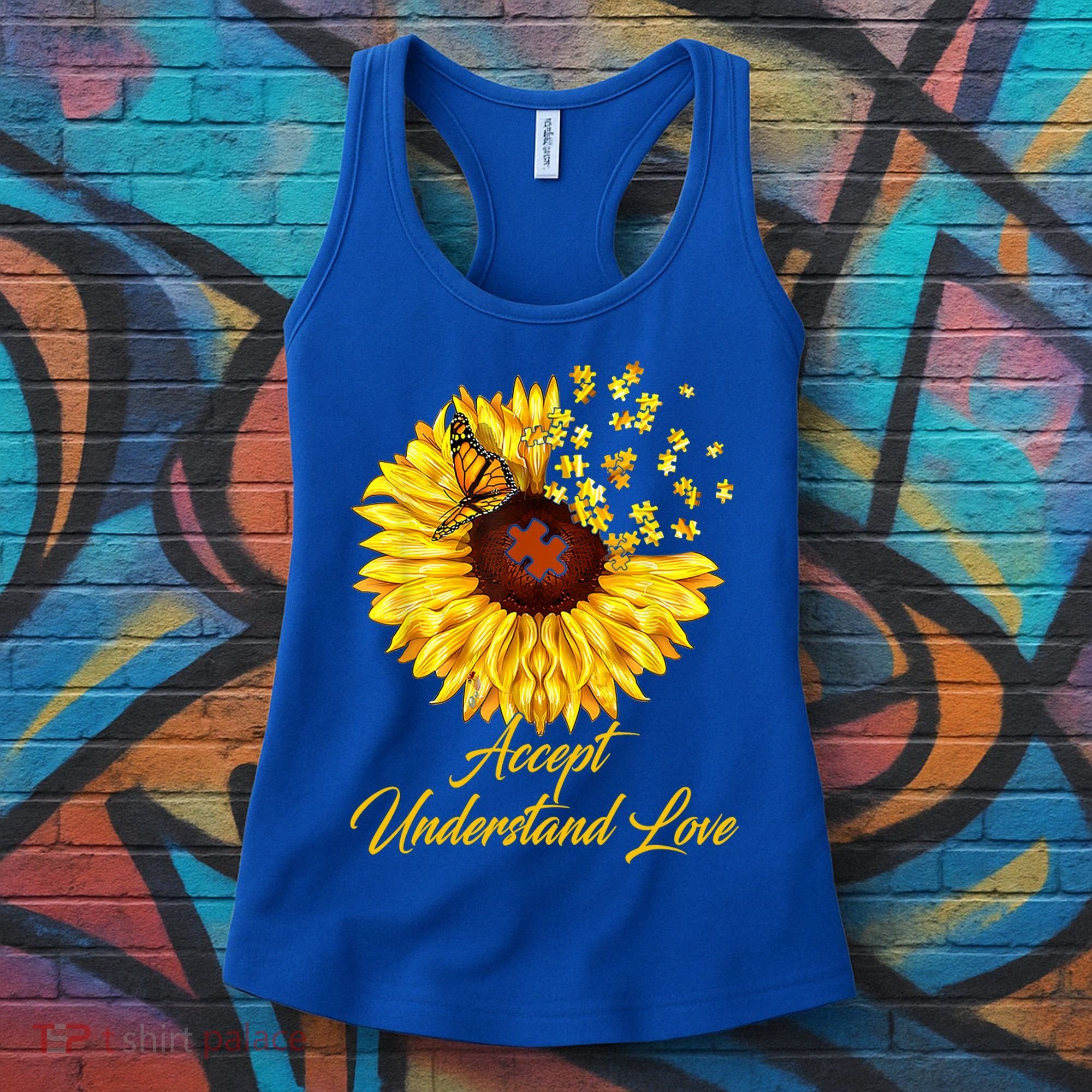 Accept Understand Love Sunflower Autism Women's Tank Top