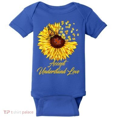 Accept Understand Love Sunflower Autism Baby Bodysuit
